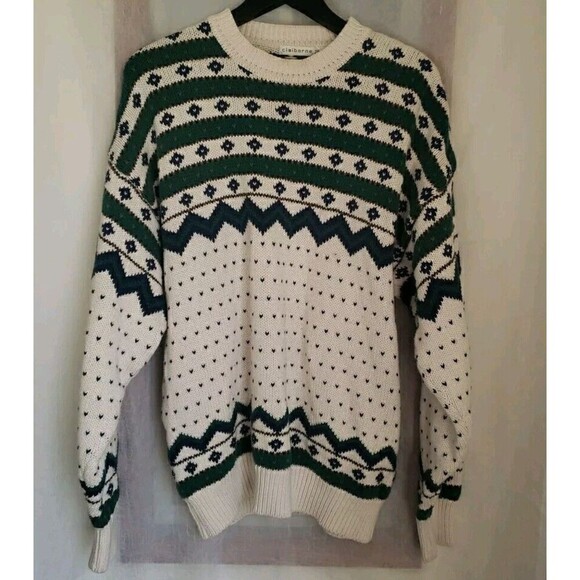 Vintage Claiborne Men's Size XL Pullover Sweater Nautical Fisherman White Green - Picture 1 of 12